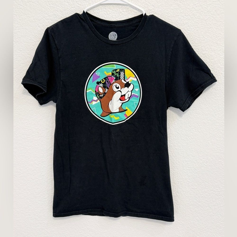 Buc-ee's 'Buc-ee Says Relax' Graphic T-Shirt Black Neon 80s Retro Cotton Small